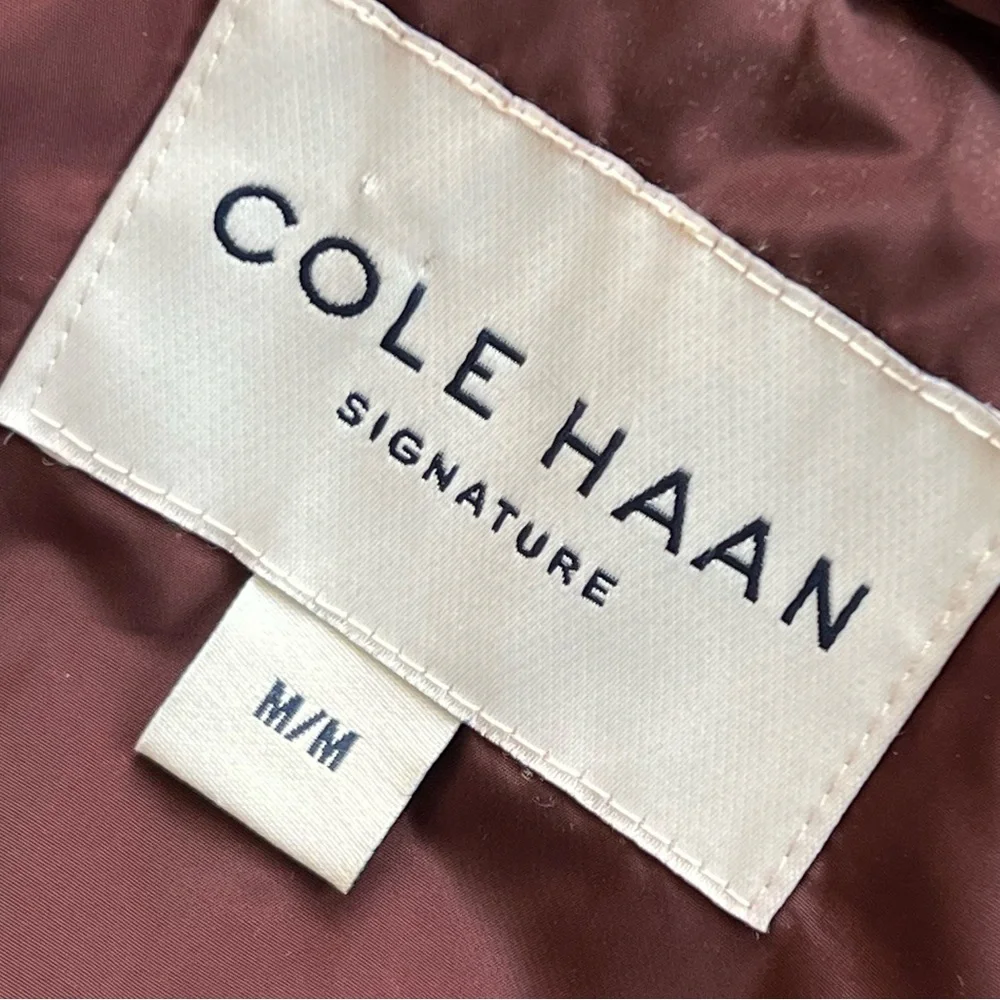 Cole Haan Signature Quilted Jacket Snap Full Zip Outerwear Coat Burgundy Medium - Picture 8 of 8